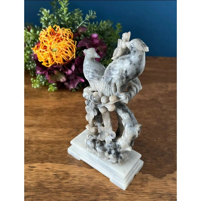 Vintage Hand Carved Stone Phoenix Birds Sculpture For Sale - Image 9 of 15