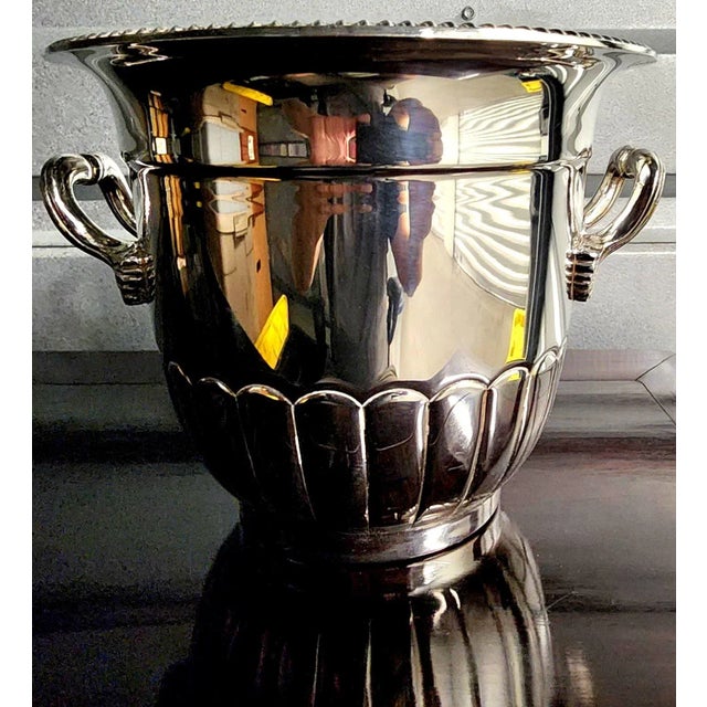 Frank Hawker Vintage Fine Silver Plate Champagne Bucket With Handles For Sale - Image 13 of 13