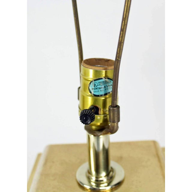 Laurel Lamp Company Late 20th Century Modern Figural Sculptural Profile Square Base Polished Brass Table Lamps - a Pair For Sale - Image 4 of 9