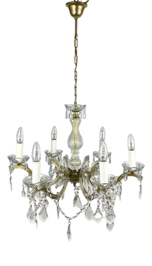 Gilt Metal Frame Crystal Ceiling Lamp