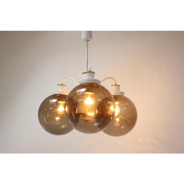 Metal Mid-Century Smoked Glass Pendant by Drukov, 1970s For Sale - Image 7 of 11