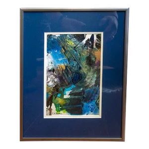 "Momentum" Abstract Signed, Framed Mixed-Media Painting