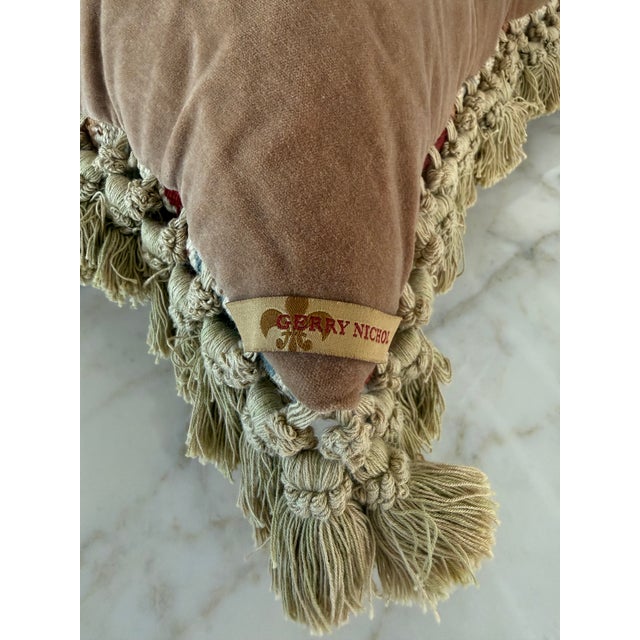 French,Aubusson Tapestry Pillow With Fringe and Trim,velvet in the Back by Gerry Niichols Design For Sale In Phoenix - Image 6 of 6