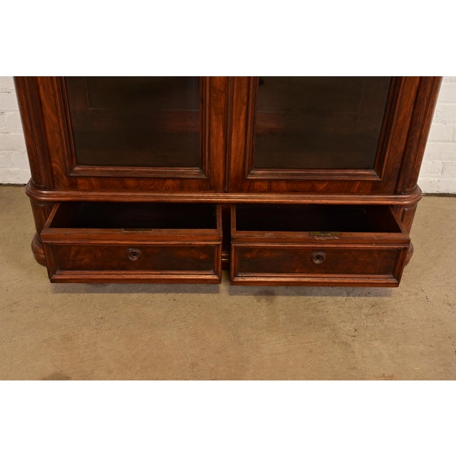 Brown Herter Brothers Style Antique Victorian Burled Walnut Glass Front Bookcase, Circa 1880s For Sale - Image 8 of 12