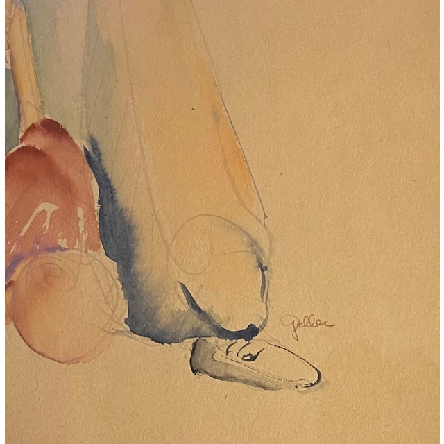 American 1920's Art Deco Watercolor Painting Portrait of a Girl Signed Geller For Sale In New York - Image 6 of 10