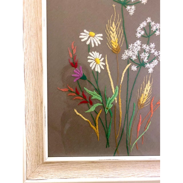 Mid 20th Century Vintage Mid-Century Daisy Crewel Art For Sale - Image 5 of 7