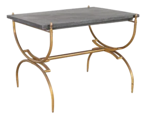 Italian Neoclassical Style Curule Brass Slate Cocktail Table