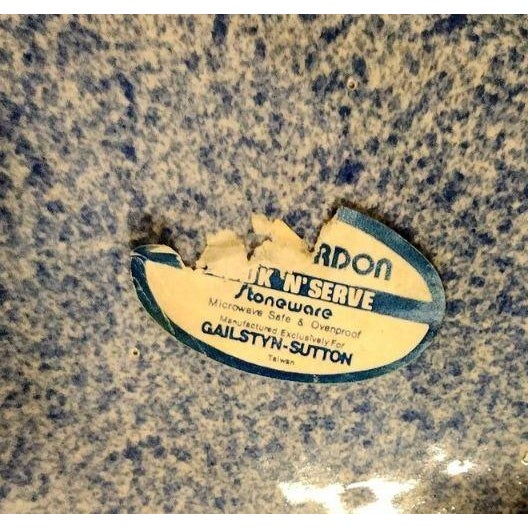 Ron Gordon Ceramic Spongeware Duck On Basket Casserole Dish 10"x6"x7" 1980s-1990s Taiwan 10" x 7" x 6" tall Cook n Serve w...