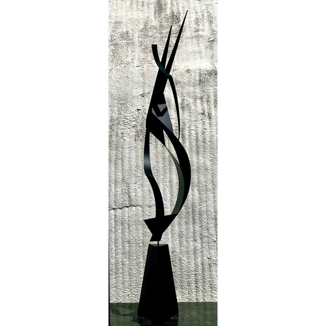 Late 20th Century Vintage Mid-Century Modern Abstract Steel Sculpture For Sale - Image 5 of 13