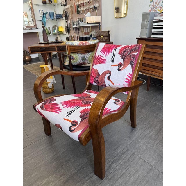 1930s Vintage Armchair in Brown and Fuchsia, 1930s For Sale - Image 5 of 10