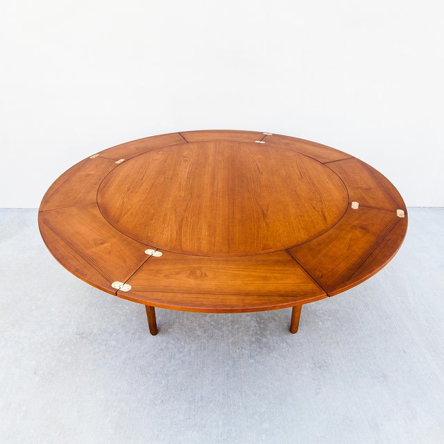 Brown 1960s Iconic Danish Modern Lotus Expandable Dining Table by Dyrlund, Large Version For Sale - Image 8 of 15