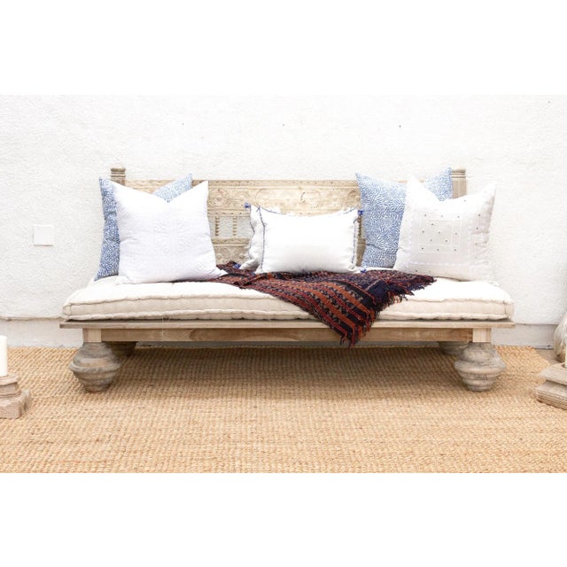 Floral Reclaimed Bleached Teak Hand-Carved Sofa For Sale - Image 11 of 11