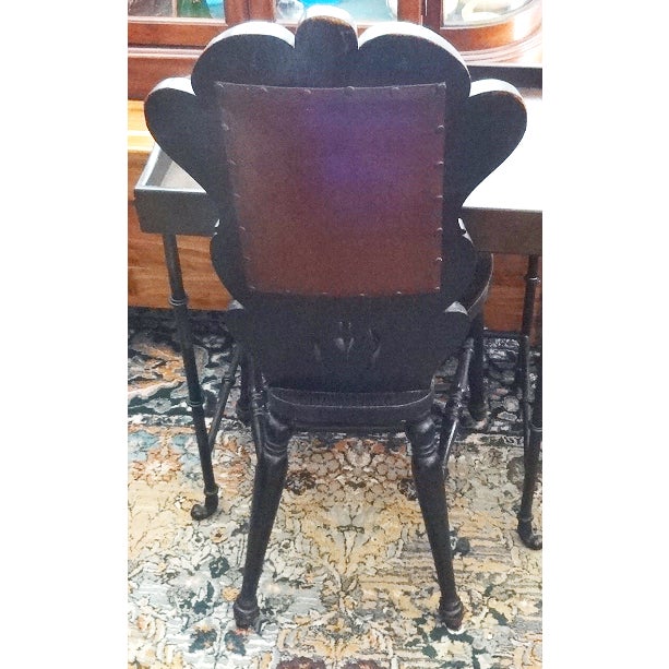 Rustic European Antique Embossed Leather Accent Chair For Sale - Image 3 of 4