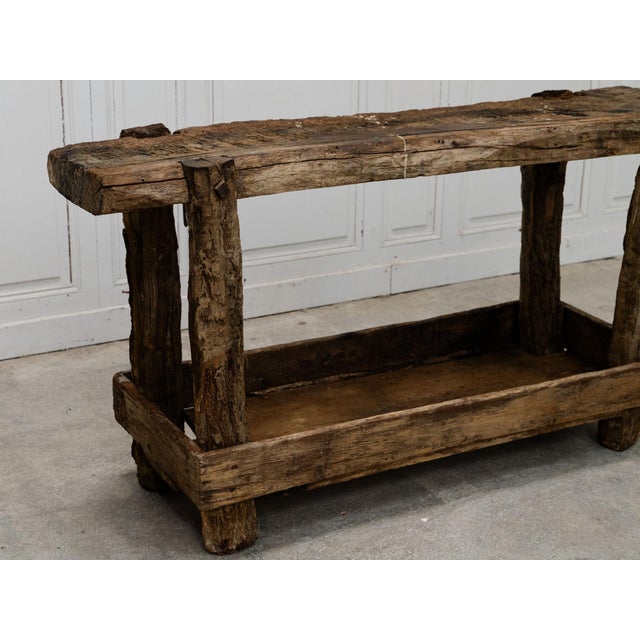Rustic Antique Primitive Oak Workbench, 1880 For Sale - Image 3 of 9