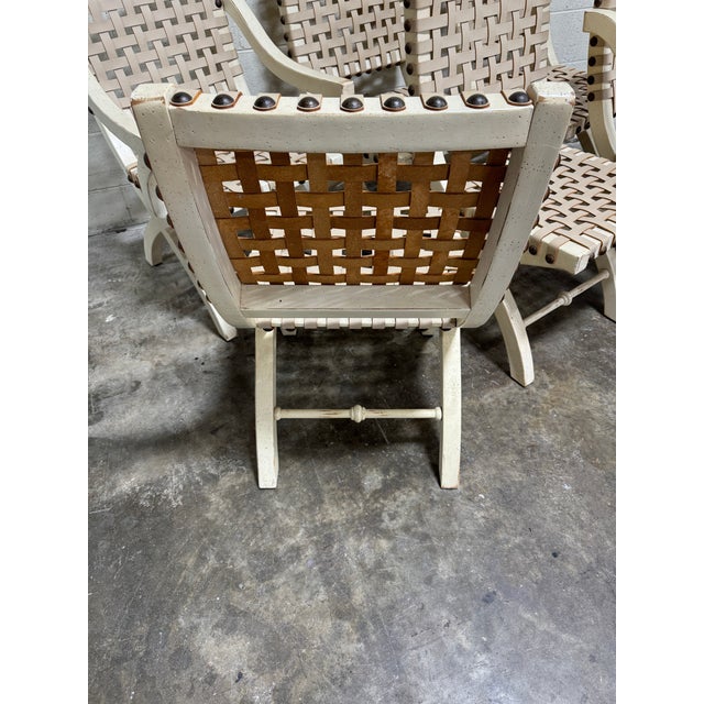 Animal Skin Leather Strap Safari Style Dining Chairs - Set of 6 For Sale - Image 7 of 12