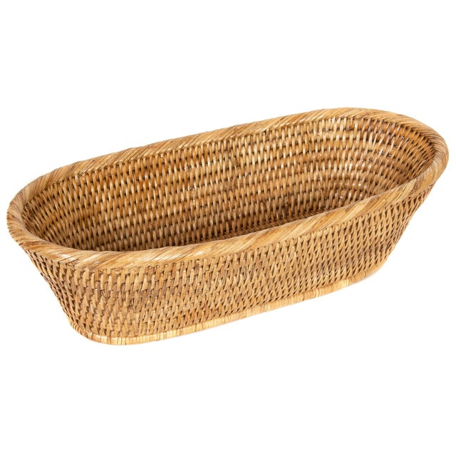 Artifacts Rattan Oval Bread Basket, Honey Brown, 14" For Sale