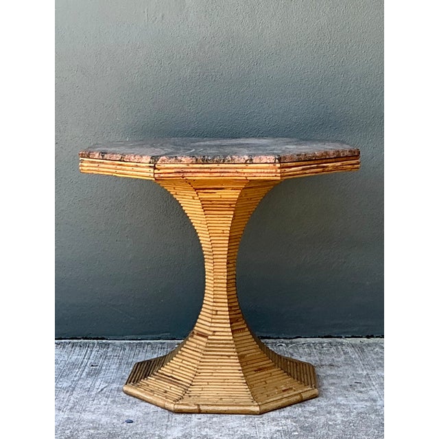 Late 20th Century Vintage Sculptural Pencil Reed and Stone Table For Sale - Image 5 of 11