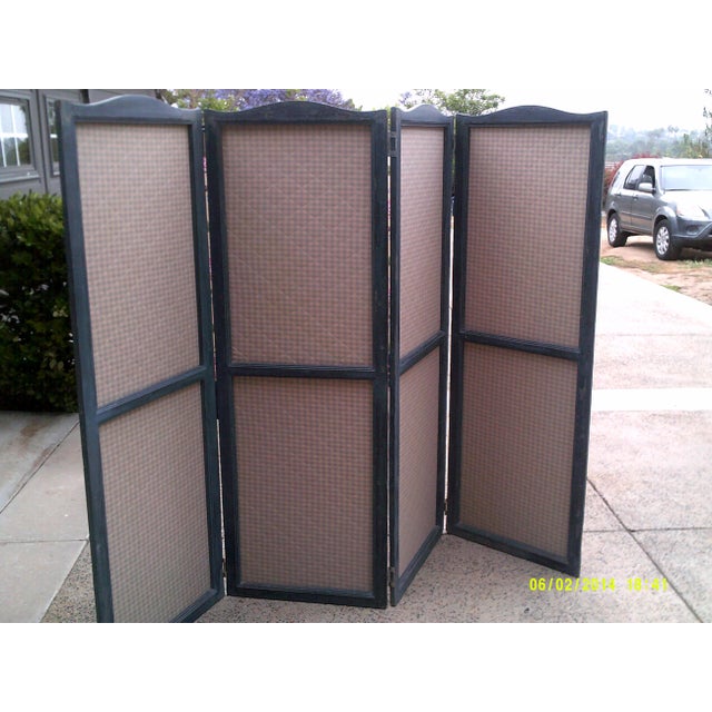 French Country 19th Century French 4 Panel Screen With Durenberger Check For Sale - Image 3 of 6