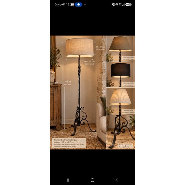 20th Century Classical Wrought Iron Tripod Floor Lamp, 1890s For Sale - Image 3 of 8