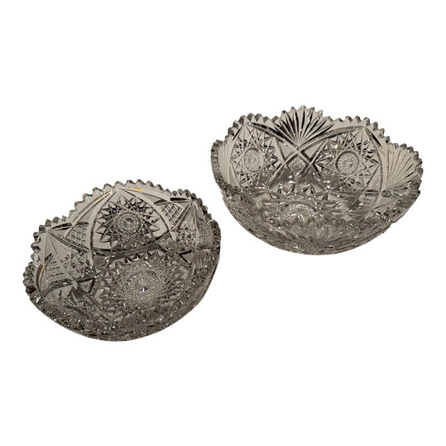 Late 19th Century American Brilliant Period Matching Crystal Bowls - a Pair For Sale