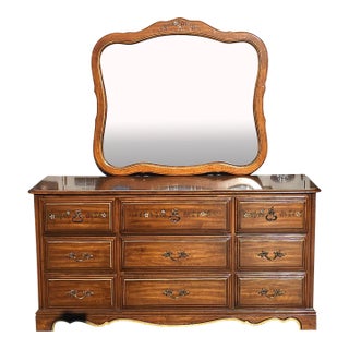 1 / 13 Henry Link Furniture Ornate and Partial Gilt Dresser With Lenoir Plated Wall Mirror For Sale
