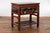 Chinese Chinese Red Lacquered Console Table with Hand Carved Drawers & Geometric Shelf For Sale - Image 3 of 12