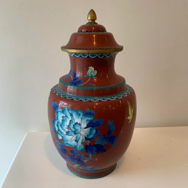 Antique Chinese Cloisonne Chalice Urn For Sale - Image 4 of 12