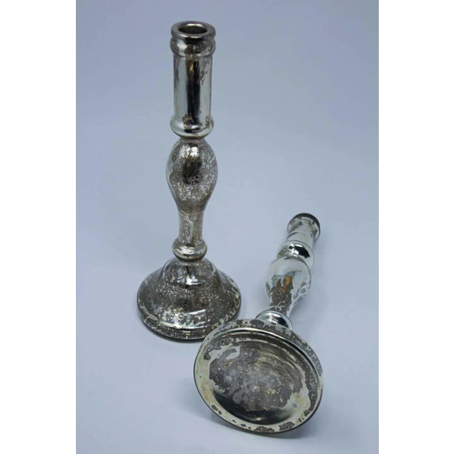 Mercury Glass Candlesticks - a Pair For Sale - Image 11 of 12