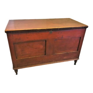 Early 20th Century Antique Original Red Wash American Trunk For Sale