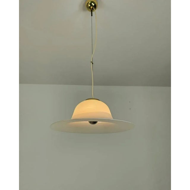 1970s Vintage Suspension Lamp in White Murano Glass, Italy, 1970s For Sale - Image 5 of 9