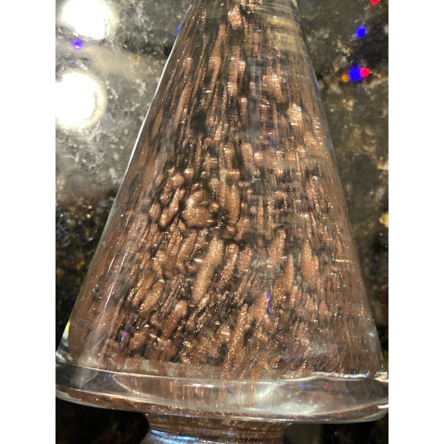 Ars Cenedese Murano Art Glass With Embedded Gold - Table Tree Sculpture 8"h x 3.5" 24k Gold Sommerso Flecks, Excellent...