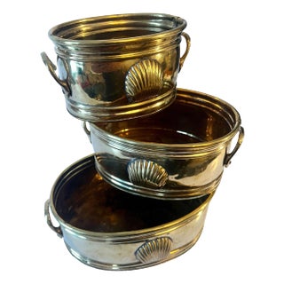 Nesting Brass Boxes with Clam Shell Details - Set of 3 For Sale