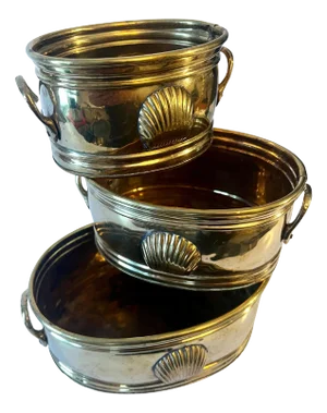 Nesting Brass Boxes with Clam Shell Details - Set of 3
