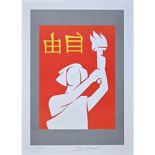 Liberty is an original lithograph on paper realized by the Italian politician Bettino Craxi in 1989. Original lithograph...