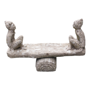 Mid-20th Century English Cast Stone Elves Teeter-Totter Garden Figure