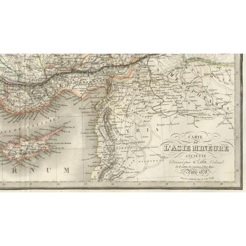 Mid 19th Century Antique Hand-Colored Engraved Map of Asia, Turkey and Levant by Lapie, 1838 For Sale - Image 5 of 9