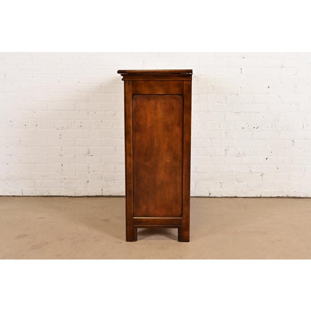 Baker Furniture French Louis Philippe Carved Walnut Flip-Top Server or Bar Cabinet For Sale - Image 10 of 12