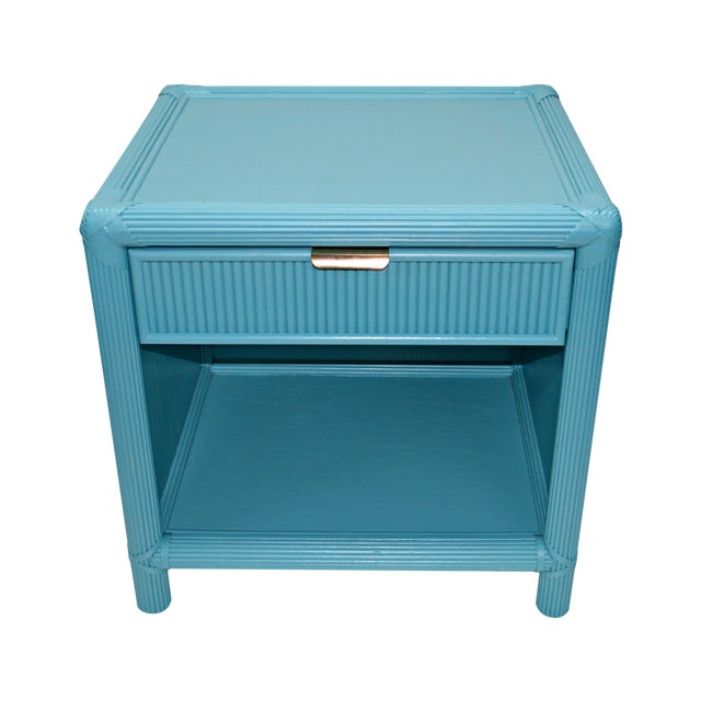 BlueGreen Rattan Nightstand Chairish