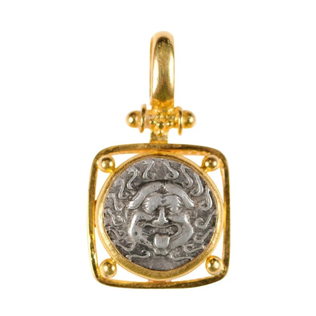 15th Century & Earlier Ancient Greek Drachm [Coin] Pendant W 22 Karat Gold Setting For Sale - Image 5 of 12