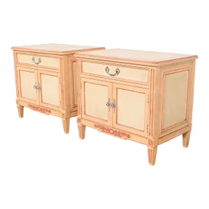Baker Furniture French Regency Louis XVI Painted Nightstands, 1960s
