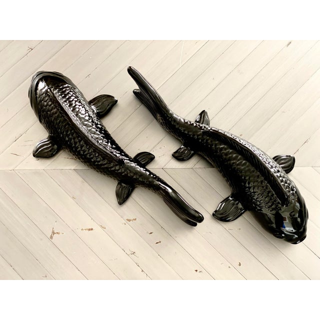 Made Goods Pair of Contemporary Ceramic Japanese Koi Fish Nestor by Made Goods For Sale - Image 4 of 11