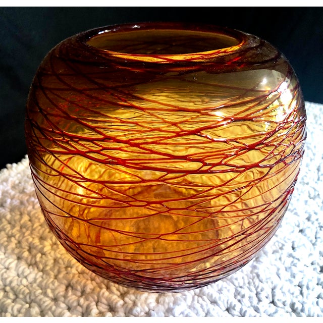 Mid-Century Modern Hand-Blown Art Glass Vase For Sale - Image 4 of 6