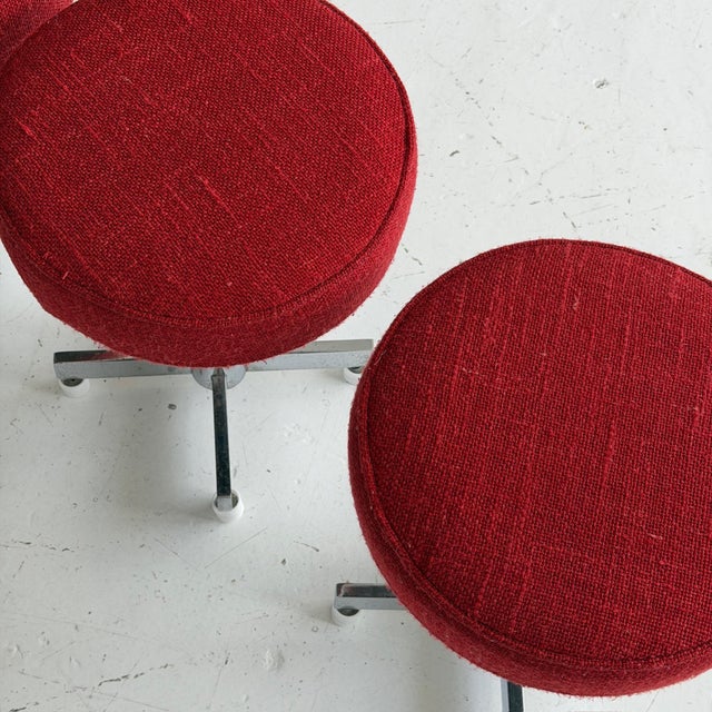 1970s Vintage Upholstered Swivel Stools by Thonet For Sale - Image 5 of 7