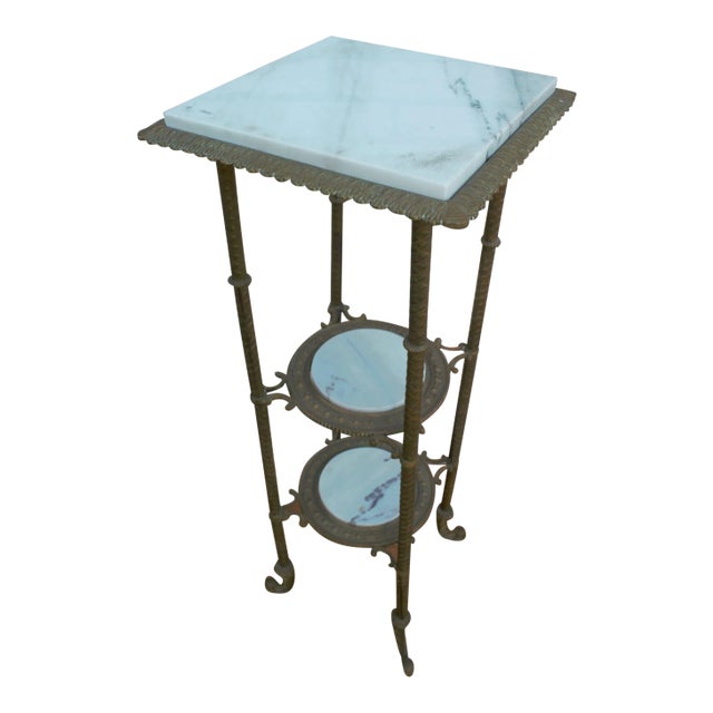 Antique Victorian Style Three Tier Marble Occasional Side Table For Sale