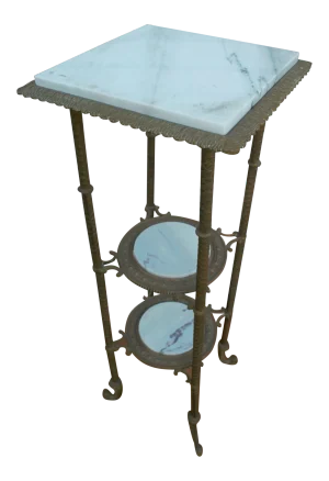 Antique Victorian Style Three Tier Marble Occasional Side Table