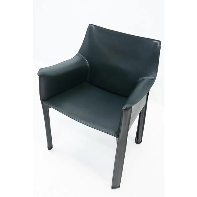 Mid-Century Modern Green Leather CAB 413 Armchair by Mario Bellini for Cassina, 2000s For Sale - Image 3 of 11
