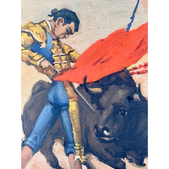 Pair of Mid-Century Bullfighting Oil Paintings Signed J. Yepez. For Sale - Image 9 of 12