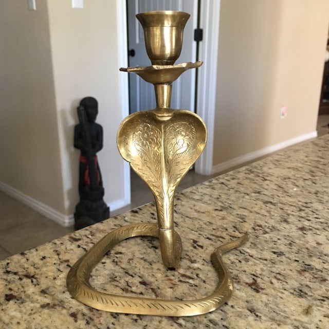 Bohemian Brass Cobra Candle Holder Chairish