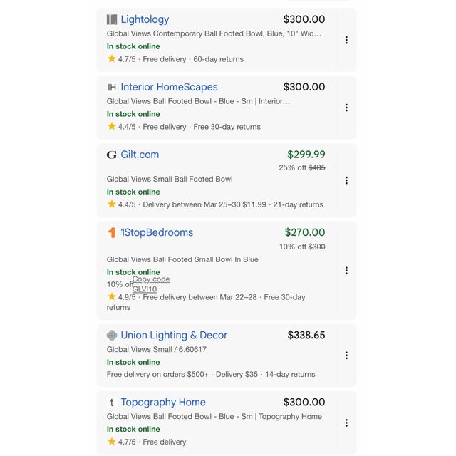 Global Views Blue Ball Footed Bowl Small Hand Blown Polish Art Glass (Listing 2) For Sale - Image 11 of 11