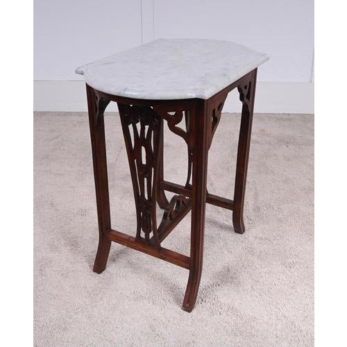 Arts and Crafts Side Table with Marble Top, 1900s For Sale - Image 4 of 7